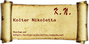 Kolter Nikoletta névjegykártya